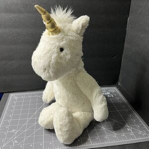 Pottery Barn Kids Unicorn Plush Stuffed Animal Baby Toy White Gold Doll 18" PBK